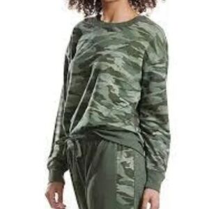 Splendid Olive Green Camo Pullover Crewneck Sweatshirt size Large
